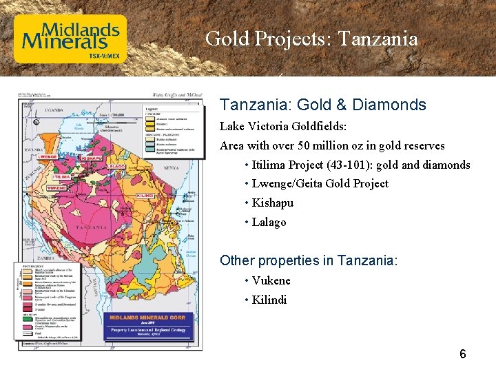 Gold Projects: Tanzania: Gold & Diamonds Lake Victoria Goldfields: Area with over 50 million