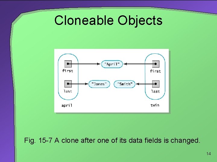 Cloneable Objects Fig. 15 -7 A clone after one of its data fields is