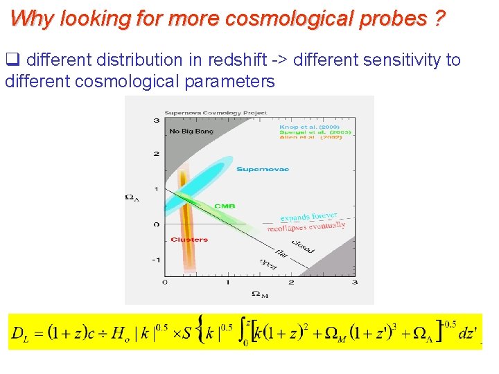 Why looking for more cosmological probes ? q different distribution in redshift -> different