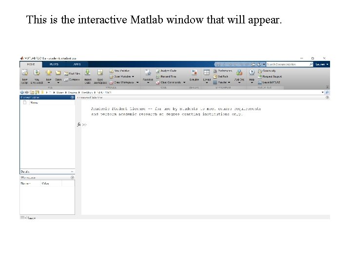 This is the interactive Matlab window that will appear. 