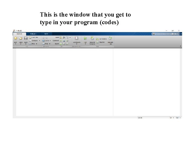 This is the window that you get to type in your program (codes) 