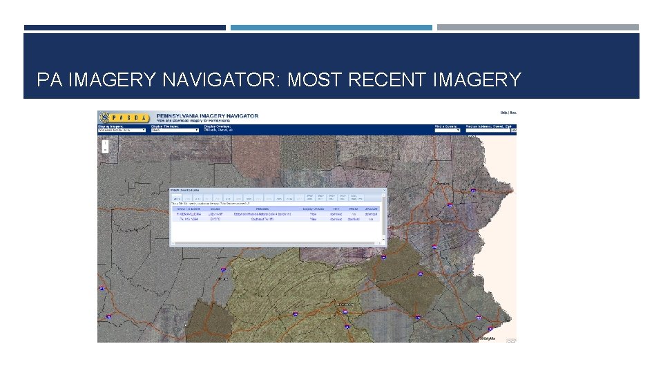 PA IMAGERY NAVIGATOR: MOST RECENT IMAGERY 