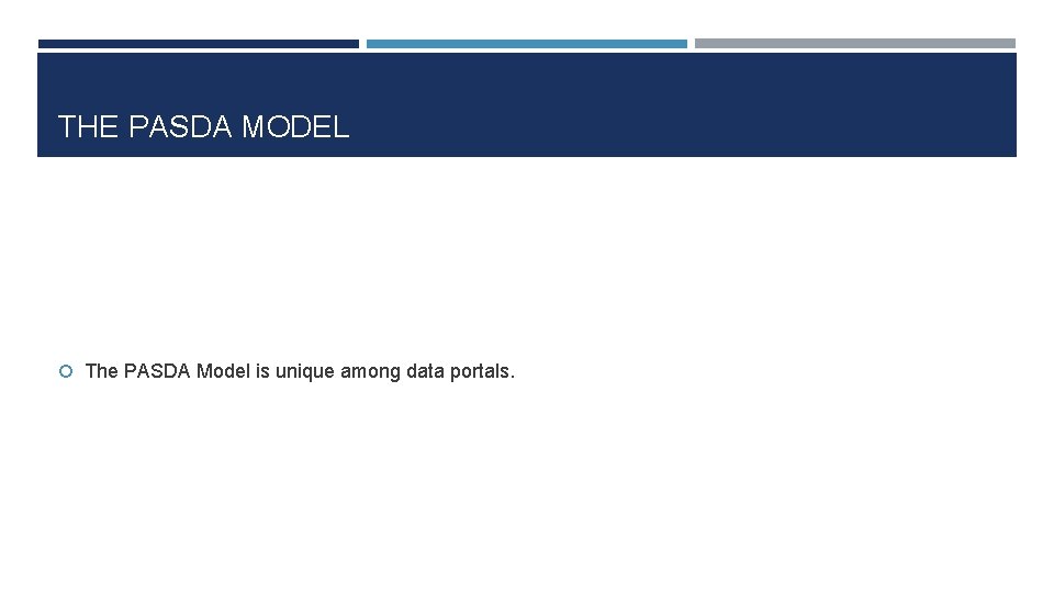 THE PASDA MODEL The PASDA Model is unique among data portals. 