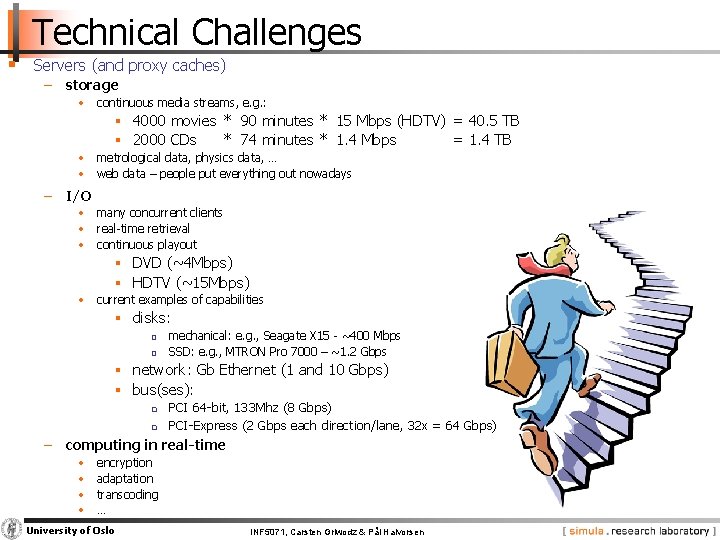 Technical Challenges § Servers (and proxy caches) − storage • continuous media streams, e.