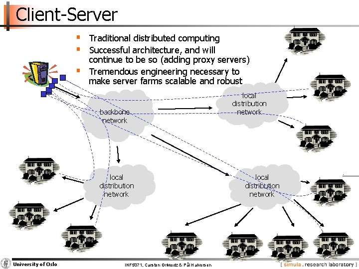 Client-Server § Traditional distributed computing § Successful architecture, and will § continue to be