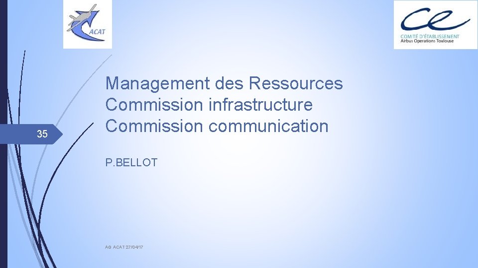 35 Management des Ressources Commission infrastructure Commission communication P. BELLOT AG ACAT 27/04/17 