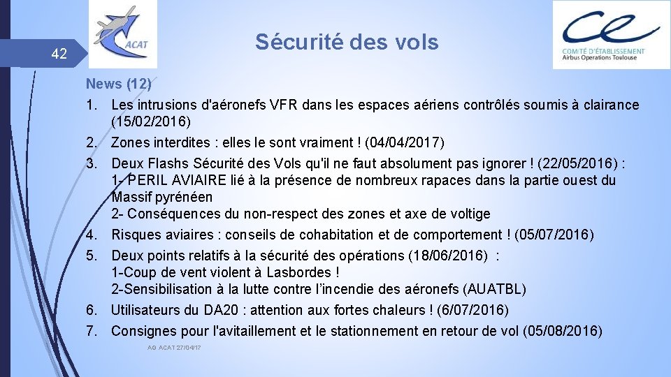 Sécurité des vols 42 News (12) 1. Les intrusions d'aéronefs VFR dans les espaces