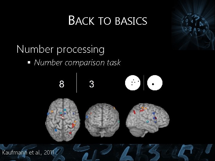 BACK TO BASICS Number processing § Number comparison task Kaufmann et al. , 2011 BACK TO BASICS Number processing § Number comparison task Kaufmann et al. , 2011