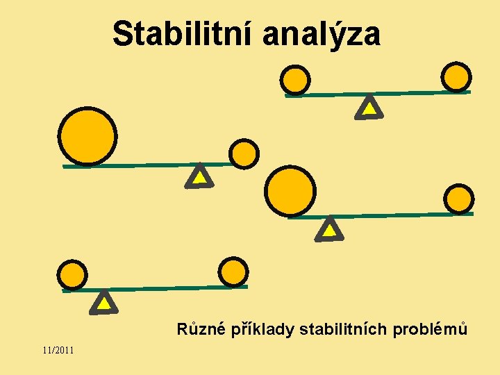 Stabilitní analýza Různé příklady stabilitních problémů 11/2011 