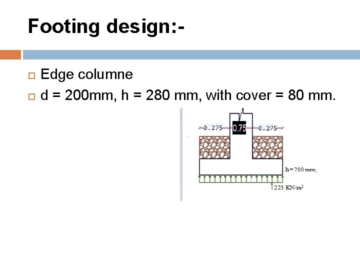 Footing design: Edge columne d = 200 mm, h = 280 mm, with cover