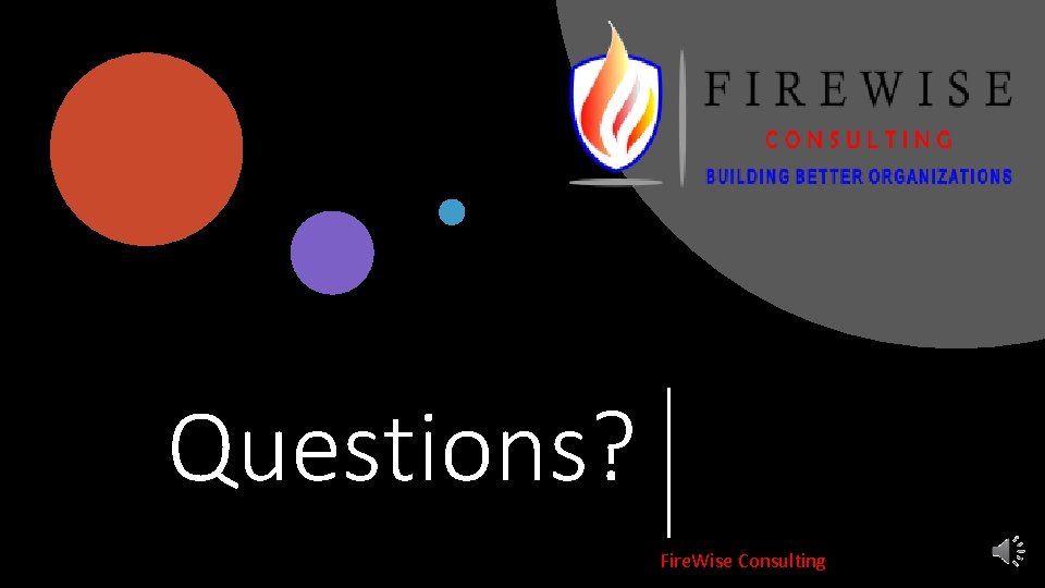 Questions? Fire. Wise Consulting 