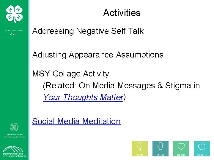 Activities Addressing Negative Self Talk Adjusting Appearance Assumptions MSY Collage Activity (Related: On Media