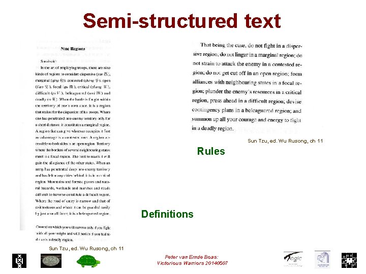 Semi-structured text Sun Tzu, ed. Wu Rusong, ch 11 Rules Definitions Sun Tzu, ed.