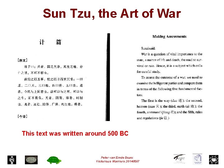 Sun Tzu, the Art of War This text was written around 500 BC Peter