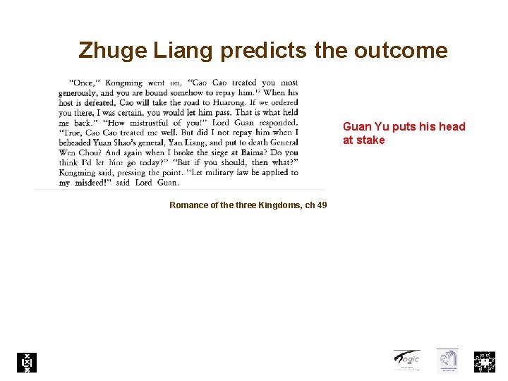 Zhuge Liang predicts the outcome Guan Yu puts his head at stake Romance of