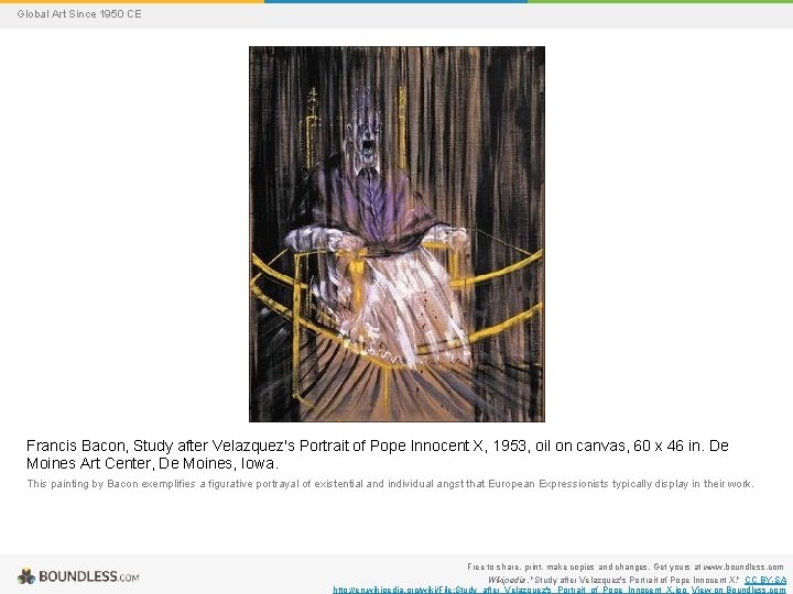 Global Art Since 1950 CE Francis Bacon, Study after Velazquez's Portrait of Pope Innocent