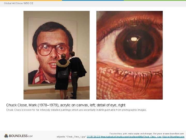 Global Art Since 1950 CE Chuck Close, Mark (1978– 1979), acrylic on canvas, left;