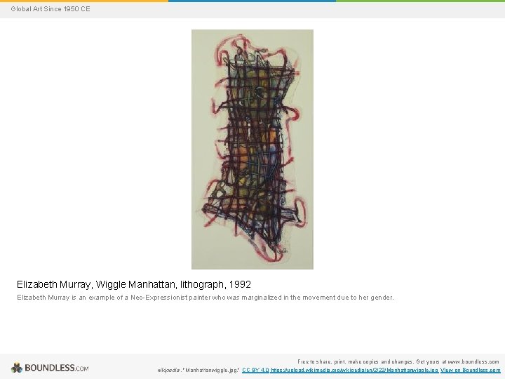 Global Art Since 1950 CE Elizabeth Murray, Wiggle Manhattan, lithograph, 1992 Elizabeth Murray is