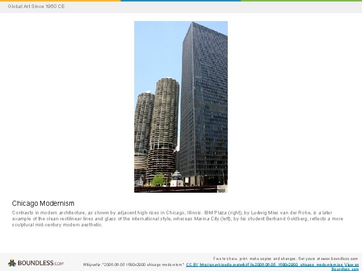 Global Art Since 1950 CE Chicago Modernism Contrasts in modern architecture, as shown by