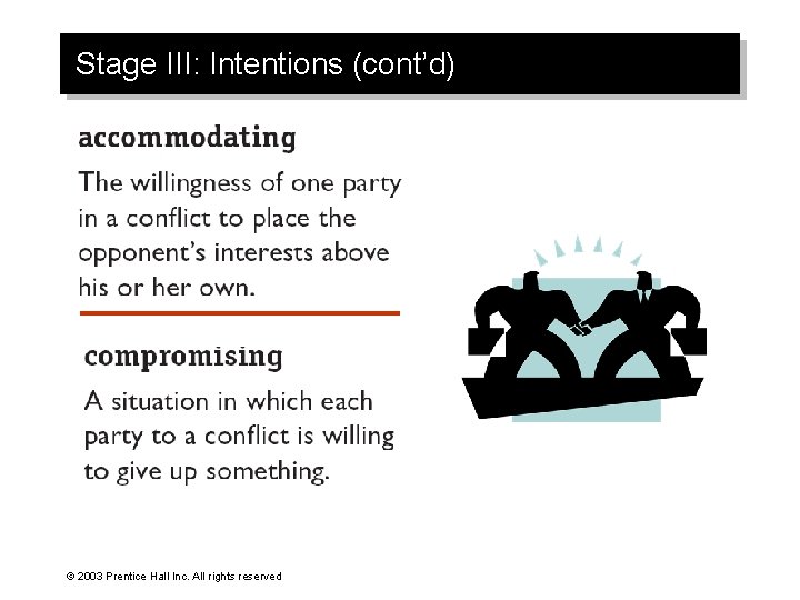 Stage III: Intentions (cont’d) © 2003 Prentice Hall Inc. All rights reserved 