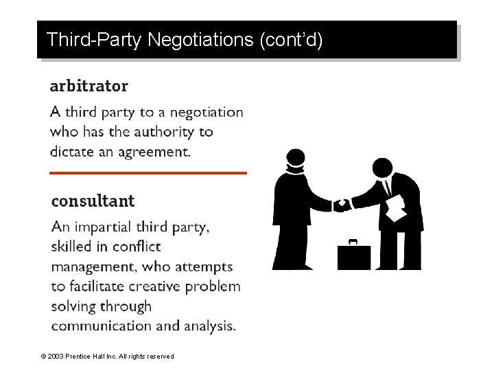 Third-Party Negotiations (cont’d) © 2003 Prentice Hall Inc. All rights reserved 