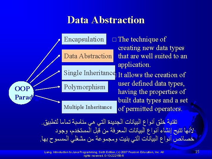 Data Abstraction Encapsulation OOP Paradigm � The technique of creating new data types Data