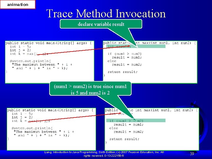 animation Trace Method Invocation declare variable result (num 1 > num 2) is true