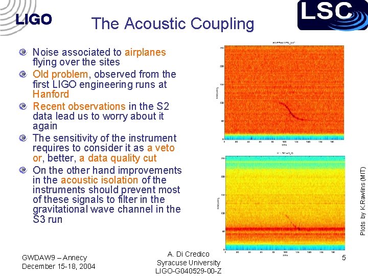 The Acoustic Coupling GWDAW 9 – Annecy December 15 -18, 2004 A. Di Credico