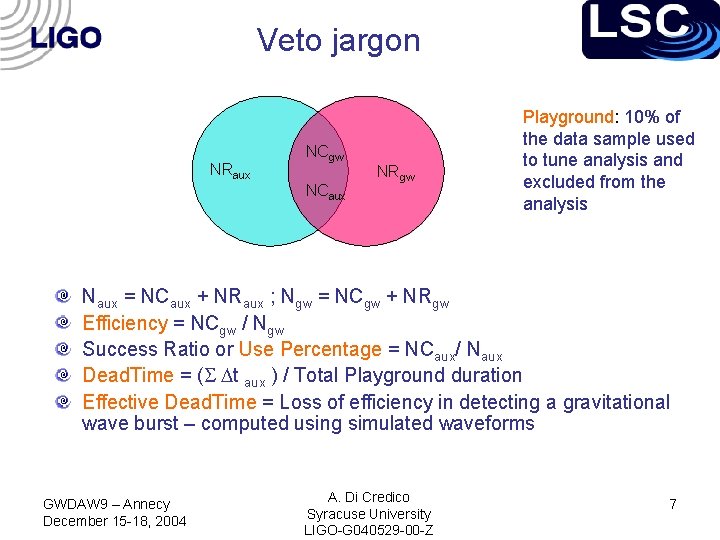 Veto jargon NRaux NCgw NCaux NRgw Playground: 10% of the data sample used to