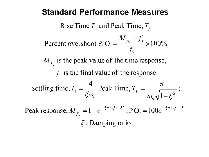 Standard Performance Measures 