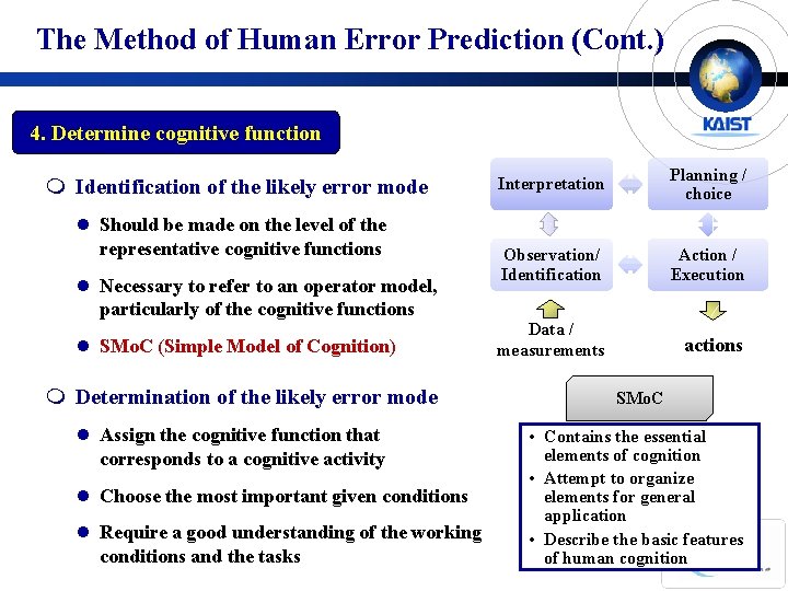 Human Error Prediction and Human Cognitive Task Distribution
