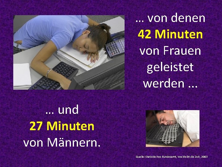 … von denen 42 Minuten von Frauen geleistet werden. . . … und 27