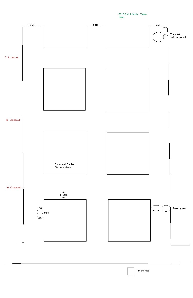 2015 SIC A Skills Team Map Face 6’ airshaft not completed C Crosscut B