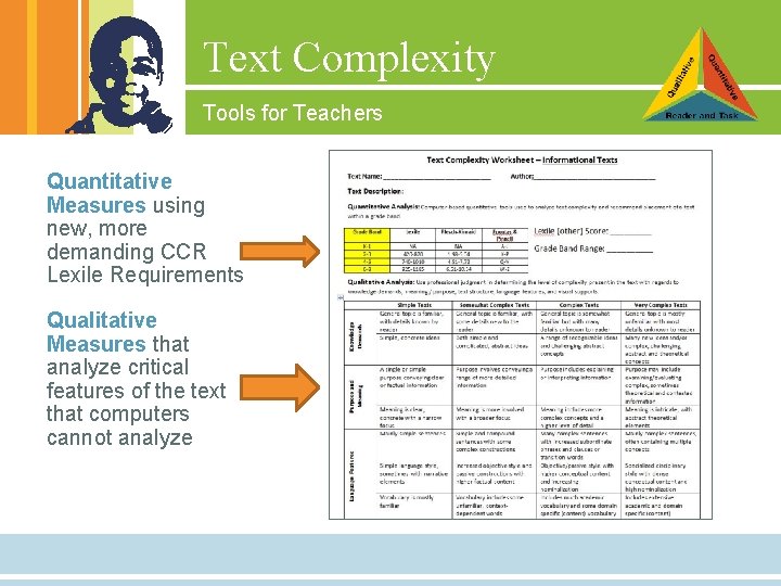 Text Complexity Tools for Teachers Quantitative Measures using new, more demanding CCR Lexile Requirements