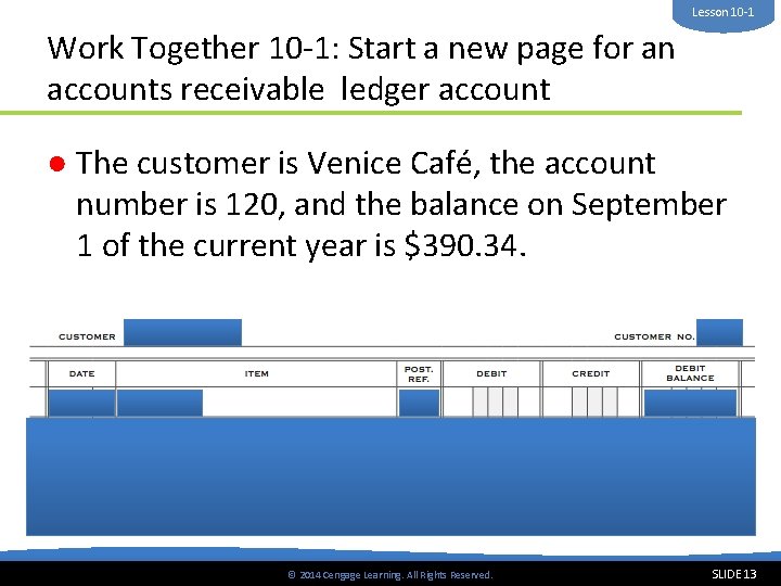 Lesson 10 -1 Work Together 10 -1: Start a new page for an accounts