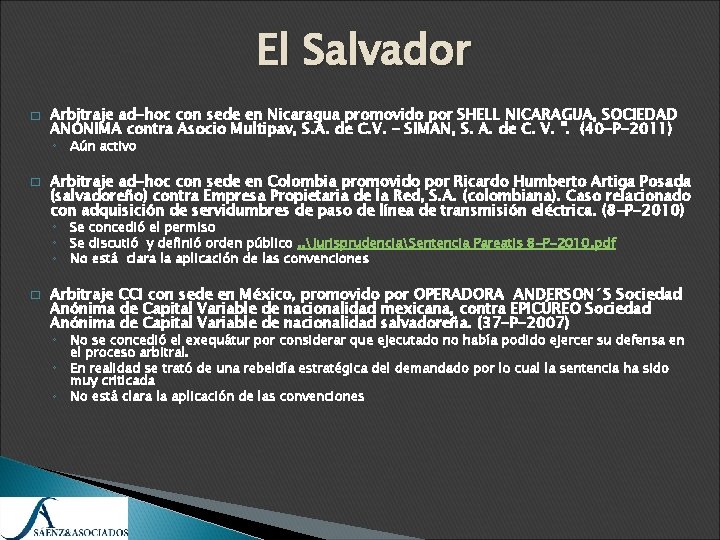 El Salvador � Arbitraje ad-hoc con sede en Nicaragua promovido por SHELL NICARAGUA, SOCIEDAD