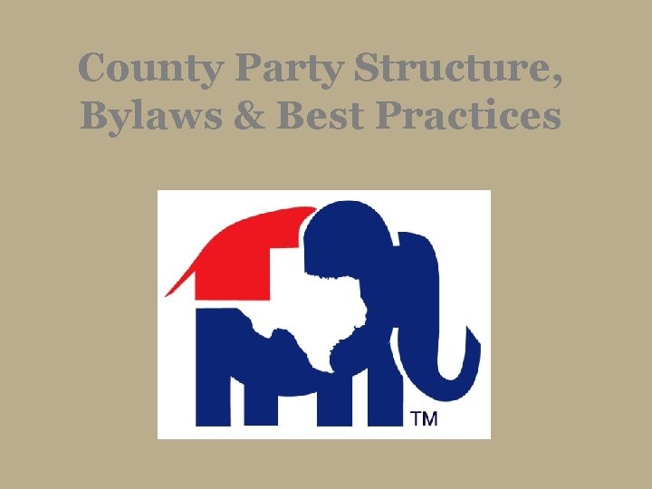 County Party Structure, Bylaws & Best Practices 
