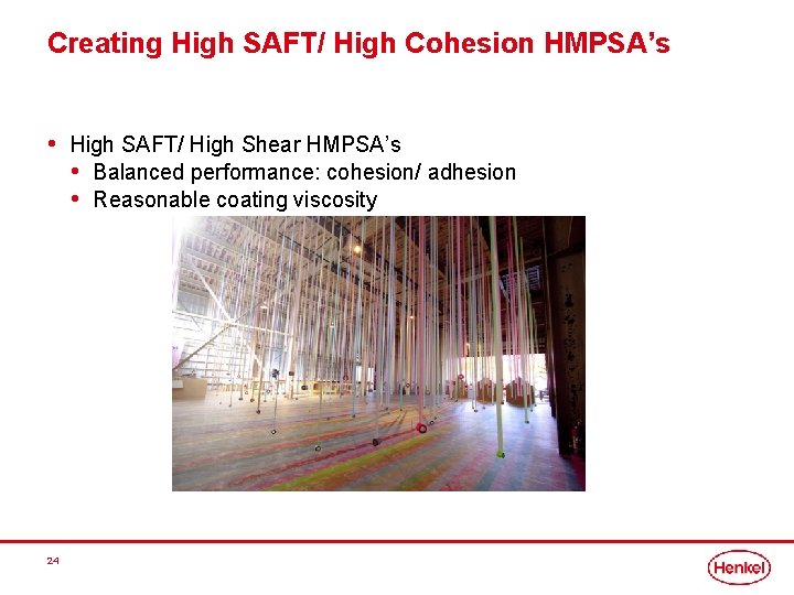 Creating High SAFT/ High Cohesion HMPSA’s • High SAFT/ High Shear HMPSA’s • Balanced