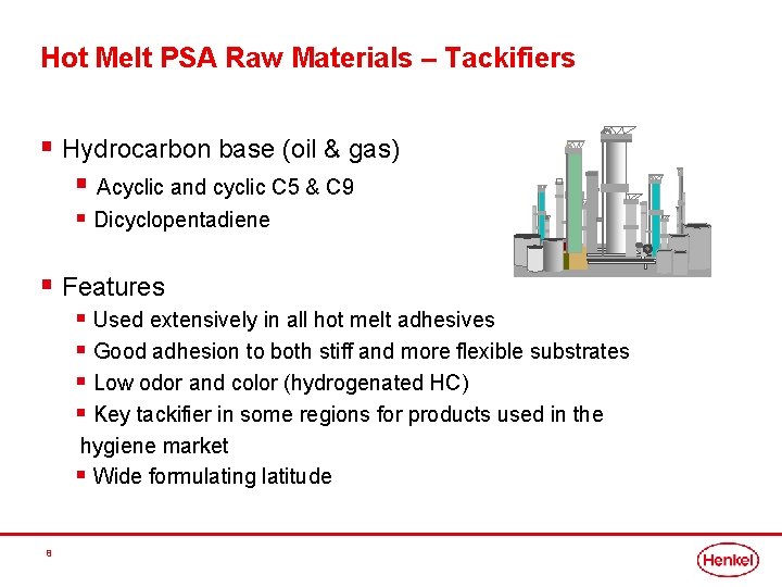 Hot Melt PSA Raw Materials – Tackifiers § Hydrocarbon base (oil & gas) §