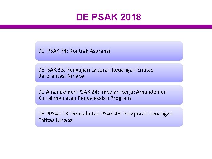 DE PSAK 2018 DE PSAK 74: Kontrak Asuransi DE ISAK 35: Penyajian Laporan Keuangan