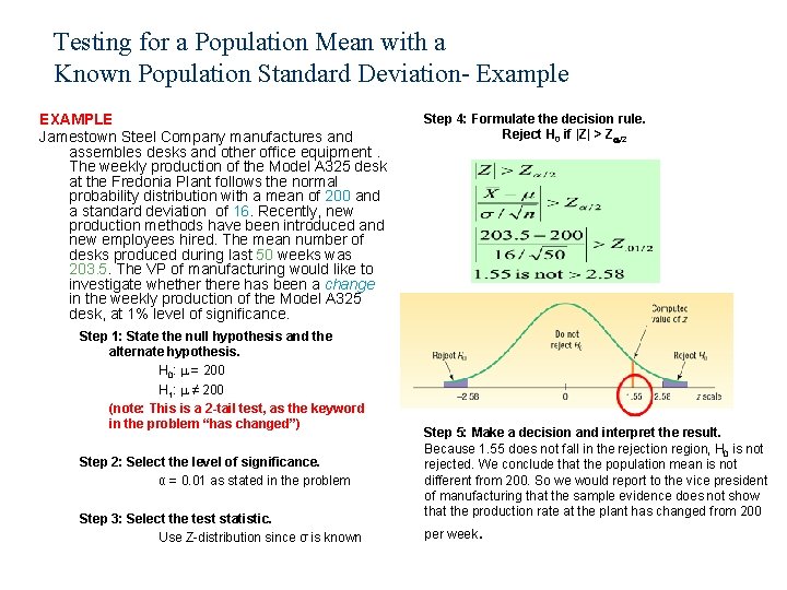 Testing for a Population Mean with a Known Population Standard Deviation- Example EXAMPLE Jamestown