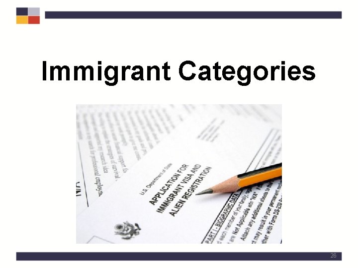 Immigrant Categories 26 