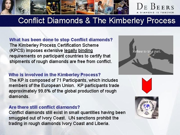 Conflict Diamonds & The Kimberley Process What has been done to stop Conflict diamonds?