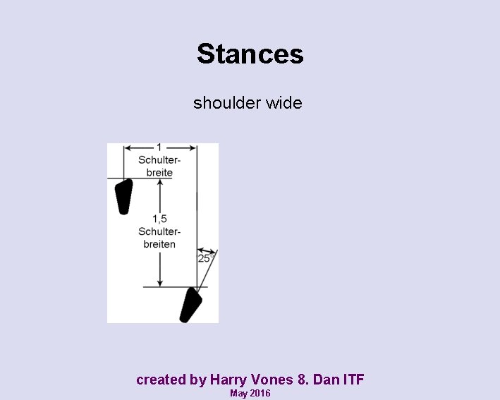 Stances shoulder wide created by Harry Vones 8. Dan ITF May 2016 