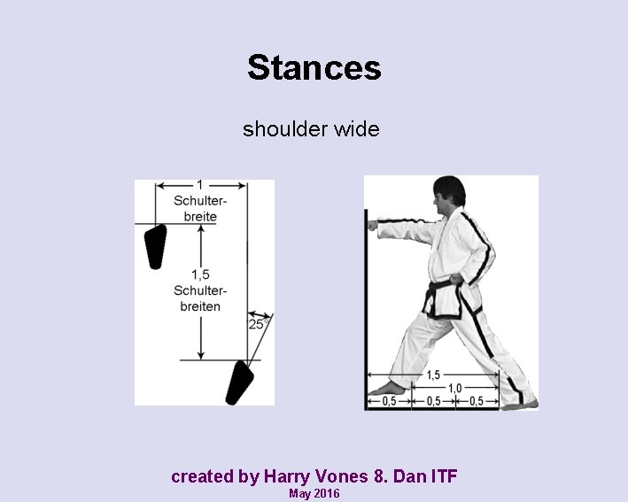 Stances shoulder wide created by Harry Vones 8. Dan ITF May 2016 