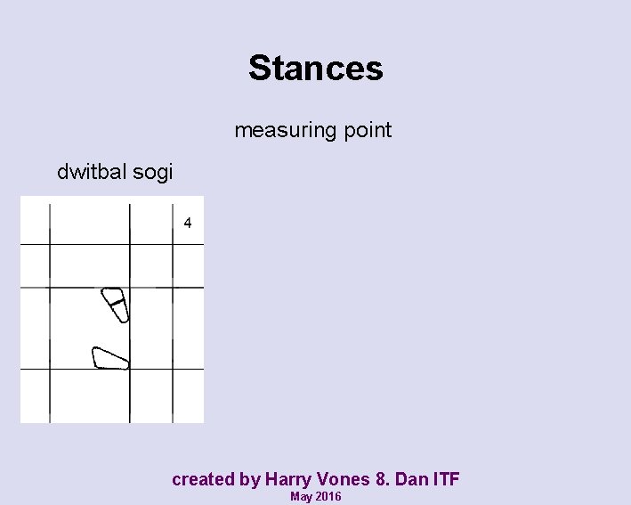 Stances measuring point dwitbal sogi created by Harry Vones 8. Dan ITF May 2016