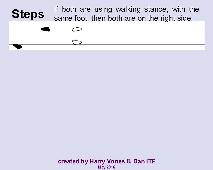 Steps If both are using walking stance, with the same foot, then both are