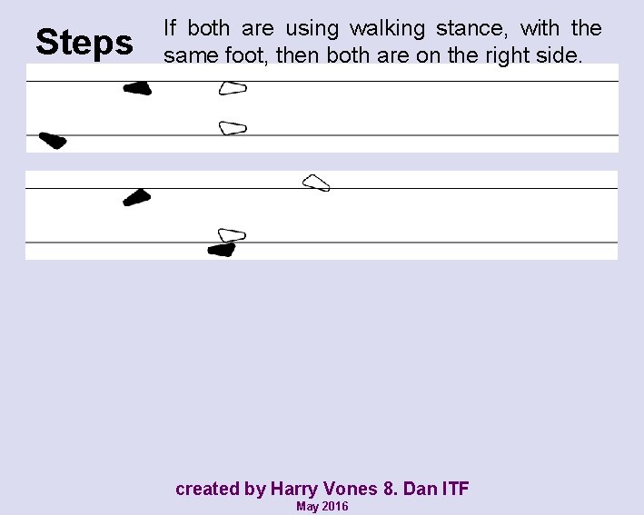 Steps If both are using walking stance, with the same foot, then both are