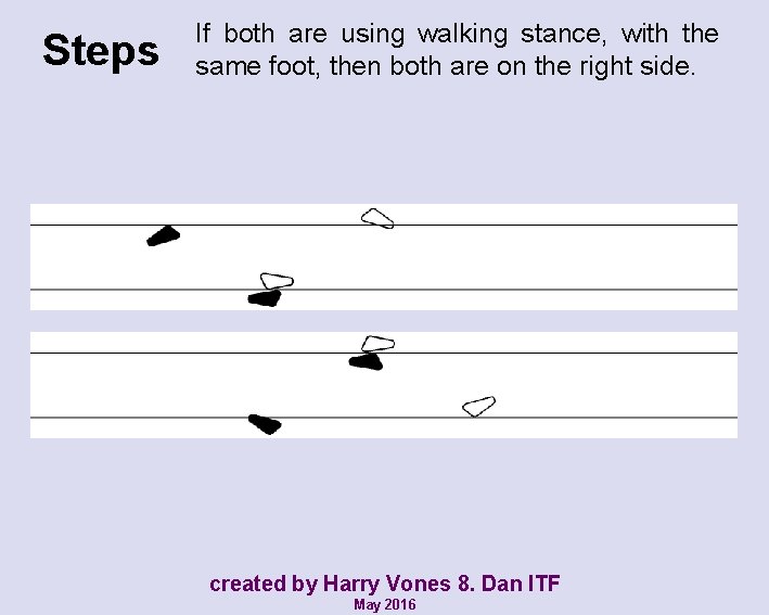 Steps If both are using walking stance, with the same foot, then both are