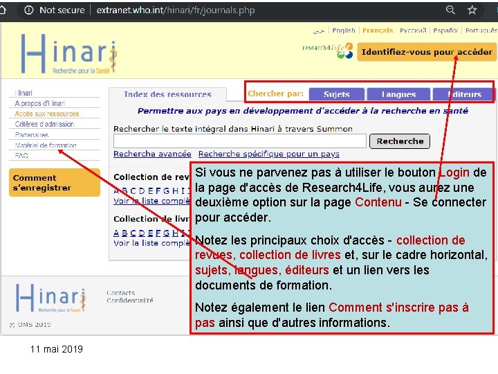 Si vous ne parvenez pas à utiliser le bouton Login de la page d'accès